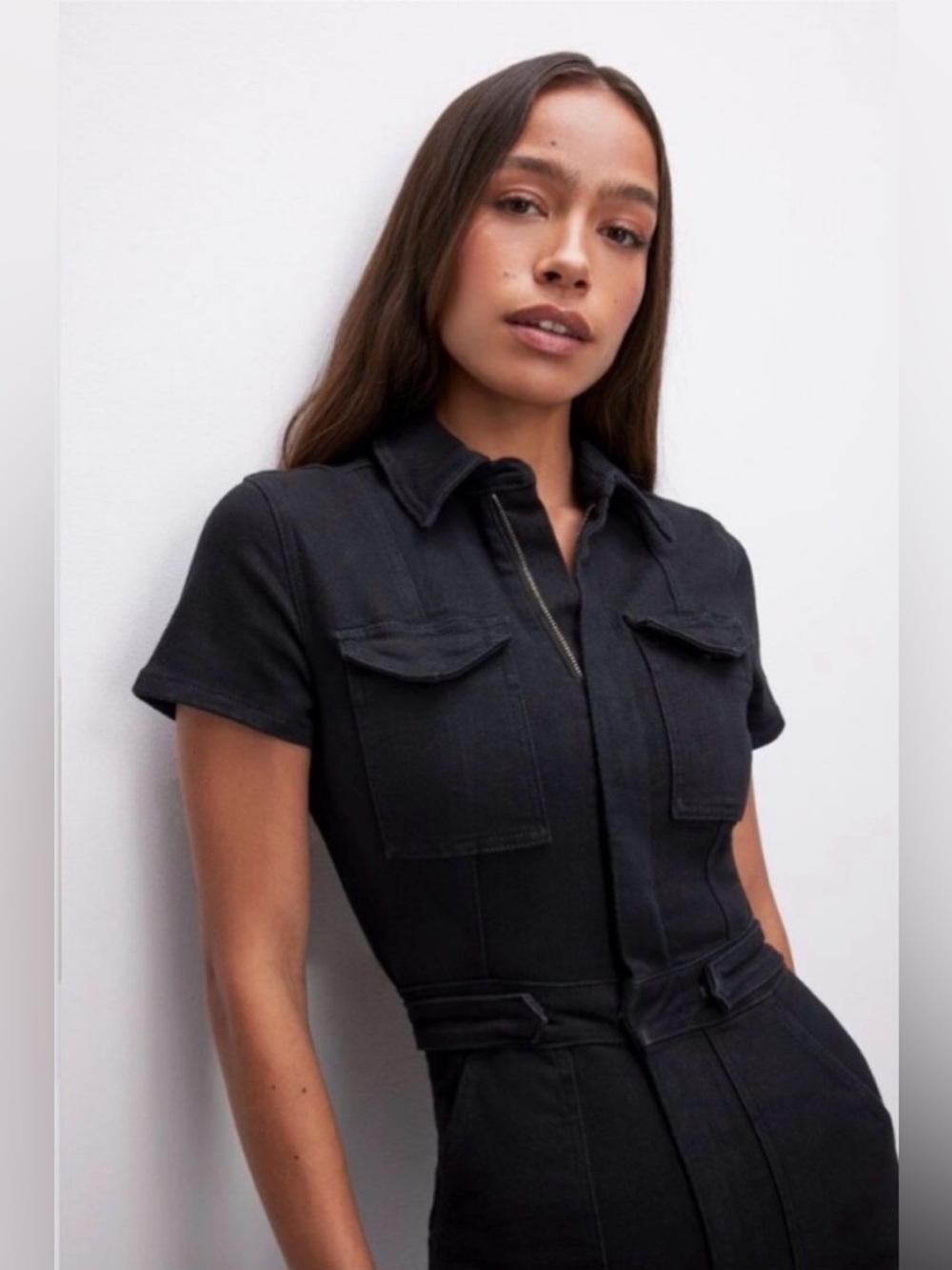 Good American “Fit for Success” Black Short-Sleeve Jumpsuit - Picture 4 of 13